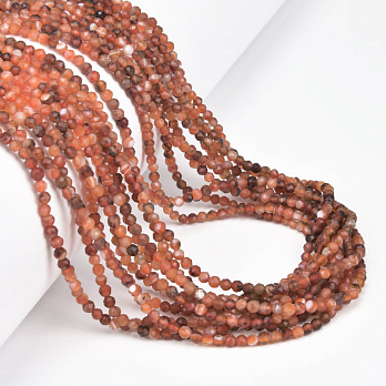 Намистини Сердолік, Натур. камінь, 2.5 мм, Круглі грановані (BUS-061382)