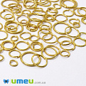Колечки, Микс 4-12 мм, толщина 0,7 мм, Золото (PIN-048951)