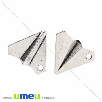 Подвеска метал. Бумажный самолетик, 19х17 мм, Античное серебро (POD-004760)