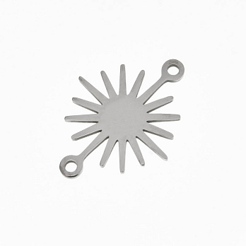 Коннектор из нерж. стали Солнце, 23х17 мм, Темное серебро (STL-061420)