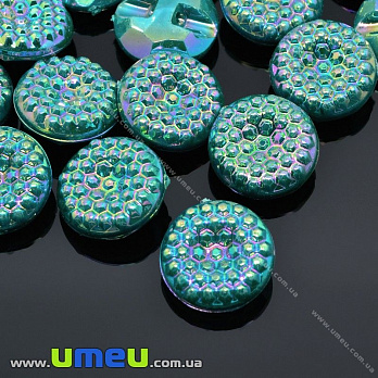 Гудзик пластиковий на полуніжці Круглий, 12,5 мм, Смарагдовий АВ (PUG-012930)