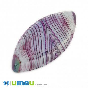 Кабошон нат. камінь Агат Бразильський фіолетово-зелений, Човен, 38,5х19,5 мм (KAB-042762)