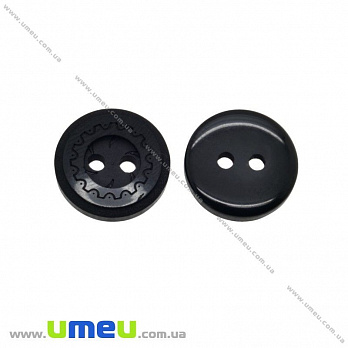 Пуговица пластиковая Круглая, 13 мм, Черная (PUG-016519)