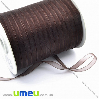 Лента из органзы, 6 мм, Коричневая (LEN-015784)