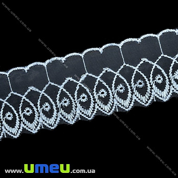 Кружево органза Волна, 50 мм, Голубое, 1 м (LEN-015549)