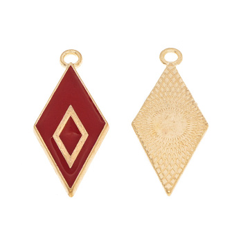 Підвіска метал. Ромб червоний, 28х12 мм, Золото (POD-054681)