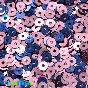 Пайетки Индия круглые плоские, 4 мм, Розово-синие (PAI-037626)