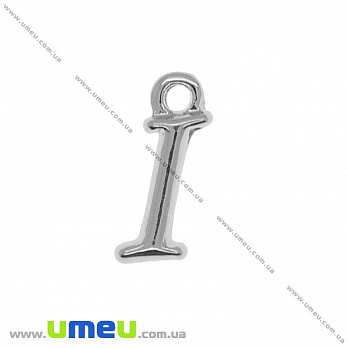 Підвіска металева Буква I, 13х5 мм, Темне срібло (POD-014287)