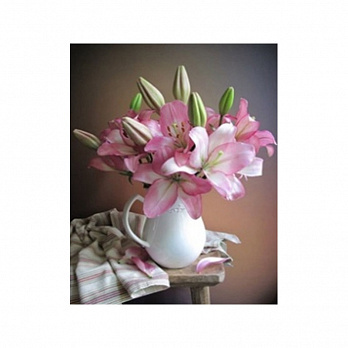 Набір алмазного живопису на підрамнику 50х40 см, Рожеві лілії (SXM-051395)
