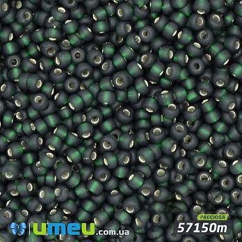 Бісер чеський №321m/57150m, Зелений темний, Блискучий матовий, 10/0 (BIS-019615)