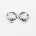 Серьги-кольца Huggie из нерж. стали, 17х13х4 мм, Темное серебро (STL-059033)