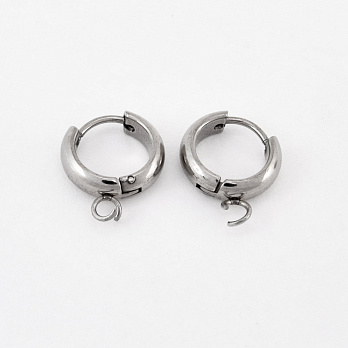 Серьги-кольца Huggie из нерж. стали, 17х13х4 мм, Темное серебро (STL-059033)