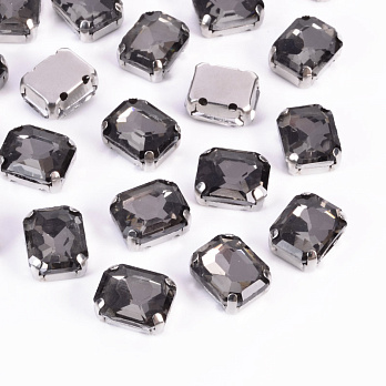 Шатон прямоугольный, 10х8 мм, Темное серебро, Серый (KAB-052908)