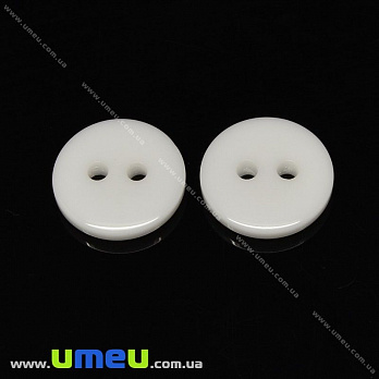 Пуговица пластиковая Круглая, 11 мм, Белая (PUG-017832)
