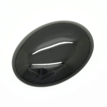 Кабошон нат. камінь Агат чорний, Овал, 39,6х29,6 мм (KAB-059252)