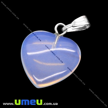 Підвіска Серце з натурального каменю, опал (Місячний камінь), 28х20 мм (POD-001705)