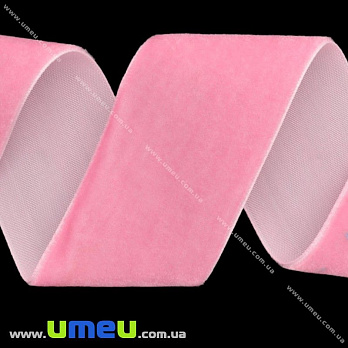 Лента бархатная, 38 мм, Розовая (LEN-016638)