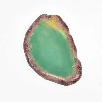 Зріз Агату, Зелений, 69х42 мм (POD-009348)