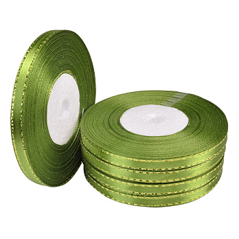 Атласная лента с люрексом, 6 мм, Оливковая (LEN-052853)