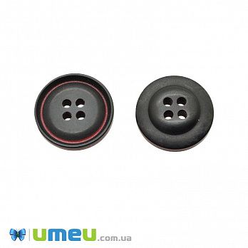 Гудзик пластиковий Круглий, 20 мм, Чорно-червоний (PUG-046571)