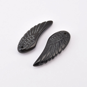 Підвіска Крило, Натур. камінь Обсидіан чорний, 40х15х7 мм (POD-058671)