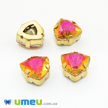 Шатон трілліант 12,5х12 мм, Золото, Червоно-помаранчевий (KAB-041859)
