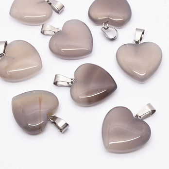 Подвеска Сердце, Натур. камень Агат серый, 20х20 мм (POD-054355)