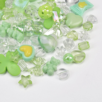 Намистини пластикові, Мікс салатовий (BUS-059569)