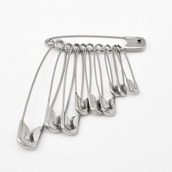 Булавки английские полукаленые MIX, Серебро (SEW-059002)