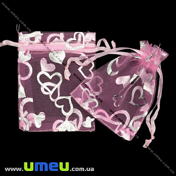 Подарочная упаковка из органзы, 7х9 см, Розовая, 1 шт (UPK-012360)