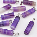 Подвеска Цилиндр, Натур. камень Агат фиолетовый, 26х8 мм (POD-058608)
