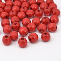 Бусины деревянные окрашенные, 10-11 мм, Красные (BUS-058344)