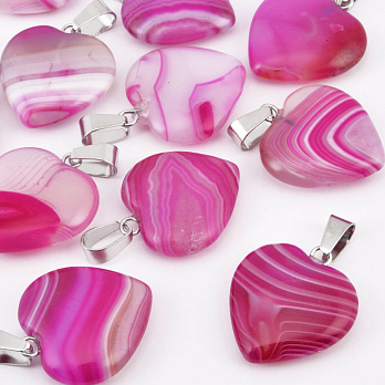 Подвеска Сердце, Натур. камень Агат розовый, 20х20 мм (POD-058547)