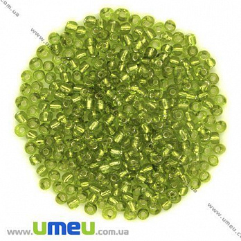 Бисер китайский крупный, 6/0, Оливковый блестящий, 4 мм (BIS-008634)
