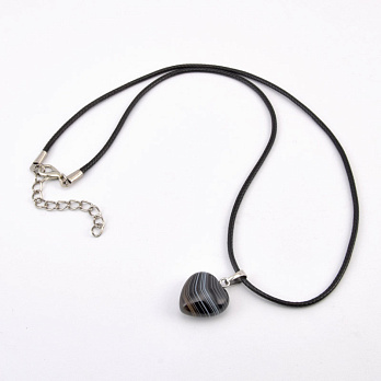 Подвеска на шнурке, Натур. камень Агат черный (POD-058267)