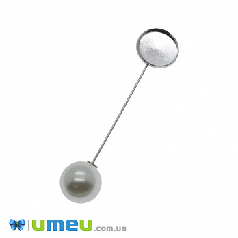 Основа для брошки з заглушкою, Під кабошон 16 мм, 75х18 мм, Темне срібло (OSN-039900)