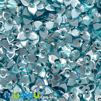 Паєтки Індія квіти, 10 мм, Бірюзові (PAI-041048)
