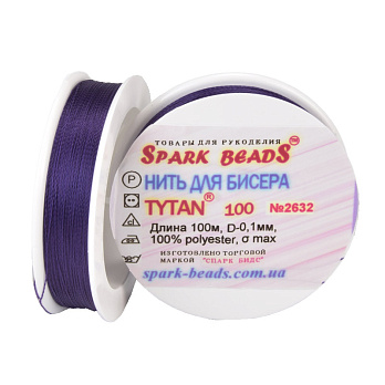 Нитка для бісеру Титан 100, Фіолетова №2632, 100 м (MUL-061364)
