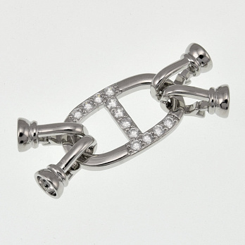 Застёжка, 41х15 мм, Латунь с покрытием Родий, Куб. цирконий (ZAM-060853)