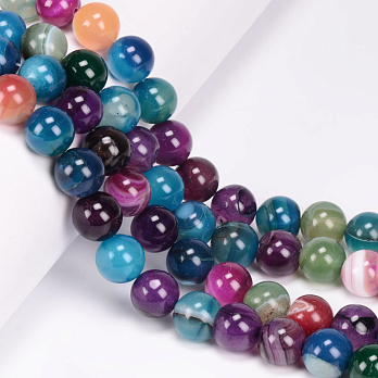 Намистини Агат різнокольоровий, Натур. камінь, 12 мм, Круглі (BUS-056095)