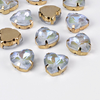 Шатон Серце 12х12 мм, Золото, Біло-блакитний (KAB-053041)