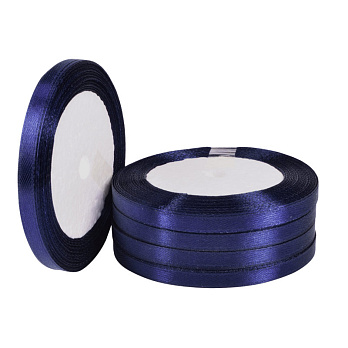 Атласная лента, 6 мм, Синяя темная (LEN-057047)