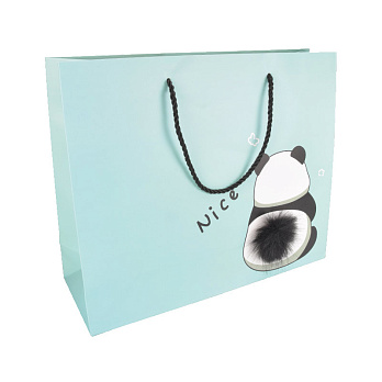 Подарунковий пакет Пандочка, 32х26х11 см, Бірюзовий (UPK-035677)