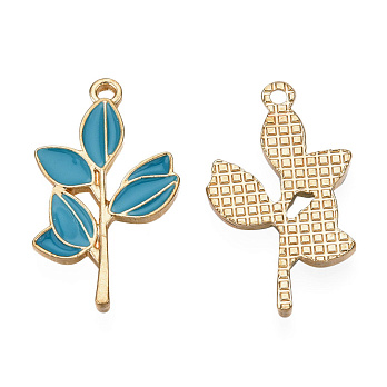 Підвіска метал. Гілка блакитна, 31х18 мм, Світле золото (POD-053727)