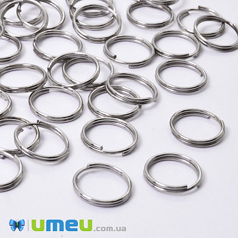 Колечки двойные, Темное серебро, 10 мм, толщина 0,7 мм, 5 г (PIN-048949)