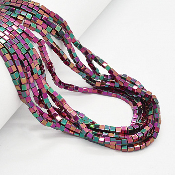 Намистини Гематит, Натур. камінь, Кубик, 3х3х3 мм, Ірис (BUS-051756)