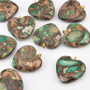 Підвіска Серце, Синт. камінь Яшма імператорська, 20х20 мм (POD-058555)