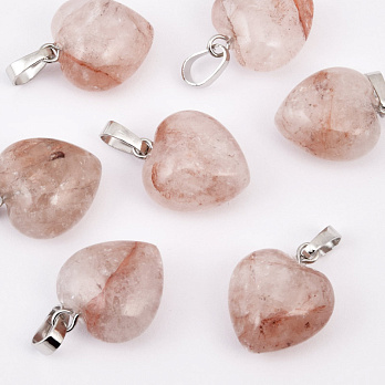 Підвіска Серце, Натур. камінь Кварц гематоїдний, 18х15х10 мм (POD-057909)