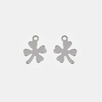 Подвеска из нерж. стали Клевер, 13,5х10 мм, Темное серебро (STL-061325)