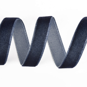Лента бархатная, 10 мм, Синяя джинс (LEN-060302)